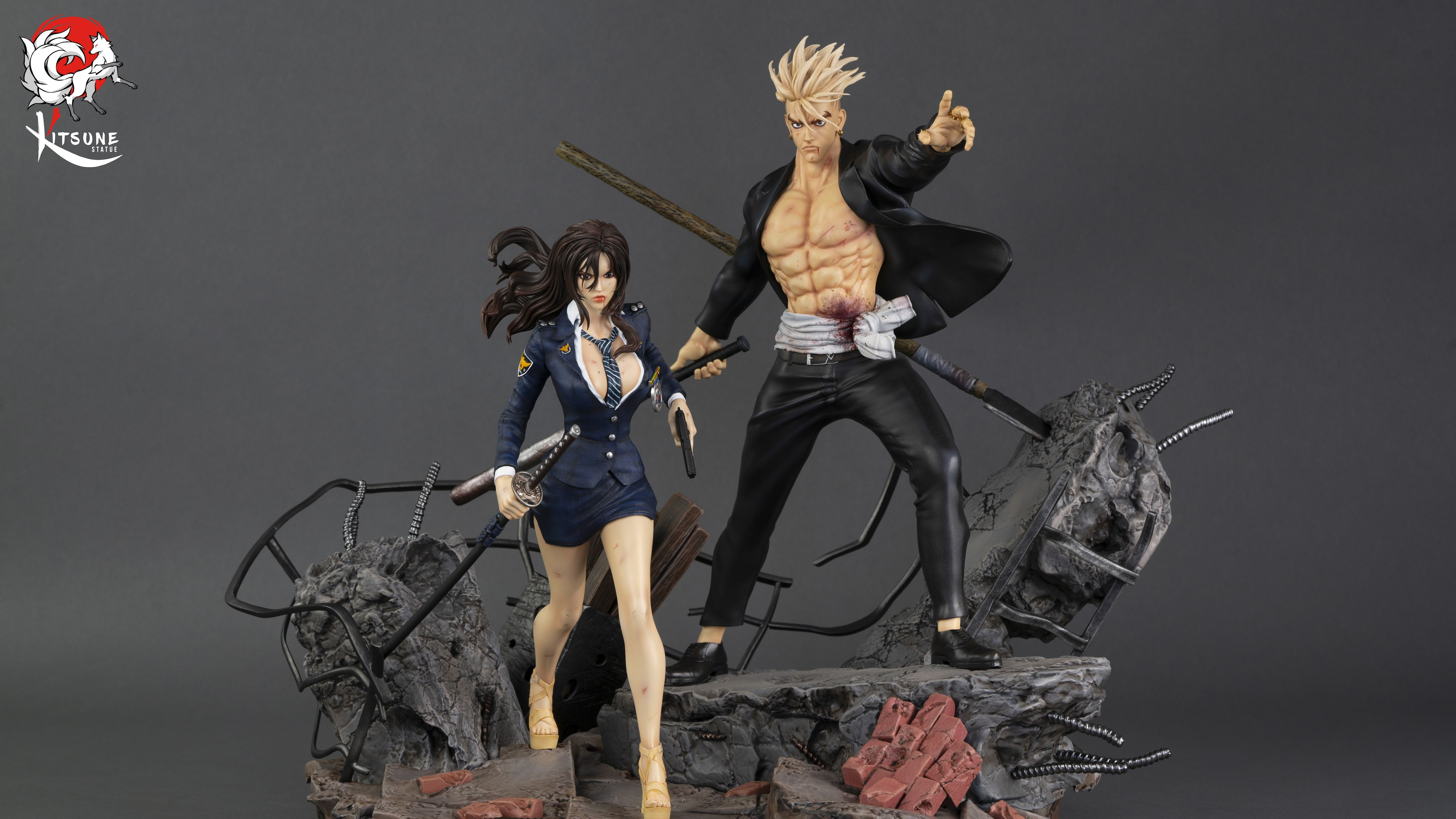 Kitsune statue - SUN KEN ROCK, KEN ET YUMIN